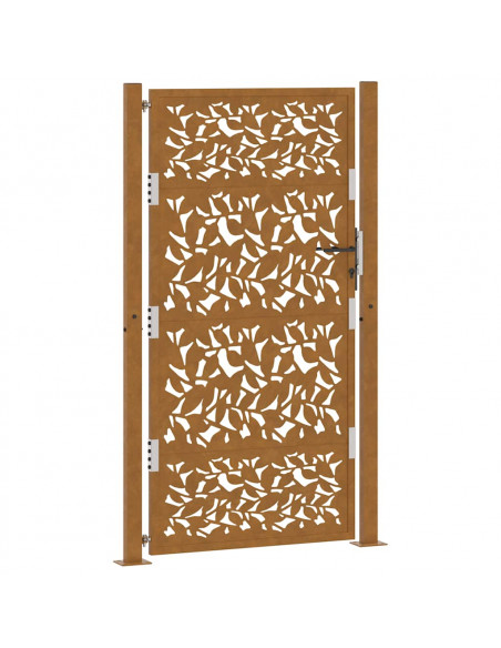 Cancello da Giardino 105x180 cm Acciaio Corten Design a Foglia