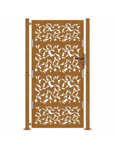Cancello da Giardino 105x180 cm Acciaio Corten Design a Foglia