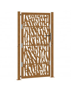Cancello da Giardino 105x180 cm Acciaio Corten Design a Traccia