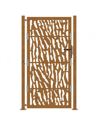 Cancello da Giardino 105x180 cm Acciaio Corten Design a Traccia