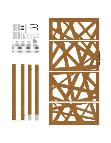 Cancello da Giardino 105x180 cm Acciaio Corten Design Leggero