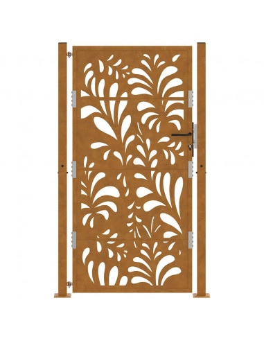 Cancello da Giardino 105x180 cm Acciaio Corten Design Ondulato
