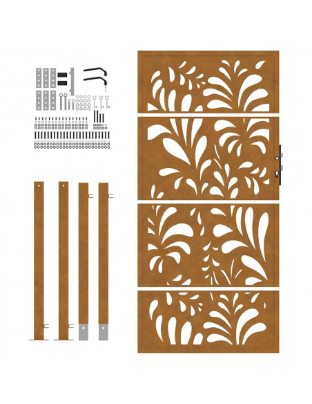 Cancello da Giardino 105x180 cm Acciaio Corten Design Ondulato