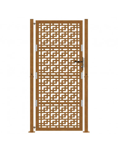 Cancello da Giardino 105x205 cm Acciaio Corten Design a Croce