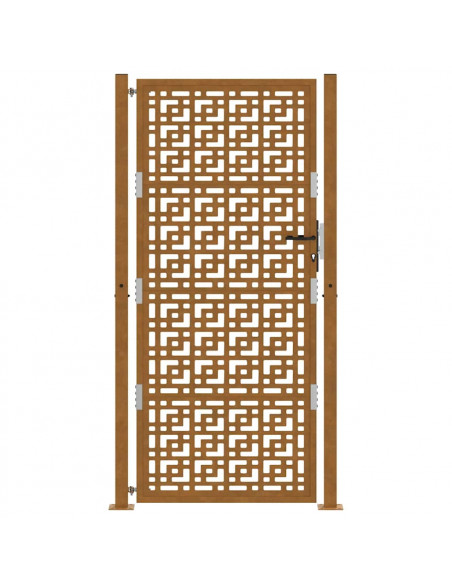 Cancello da Giardino 105x205 cm Acciaio Corten Design a Croce