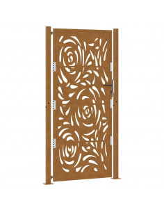 Cancello da Giardino 105x205 cm Acciaio Corten Design a Fiamma
