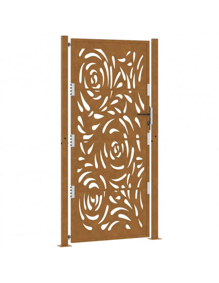 Cancello da Giardino 105x205 cm Acciaio Corten Design a Fiamma
