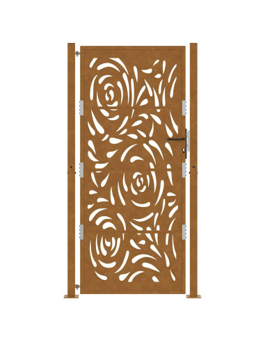 Cancello da Giardino 105x205 cm Acciaio Corten Design a Fiamma
