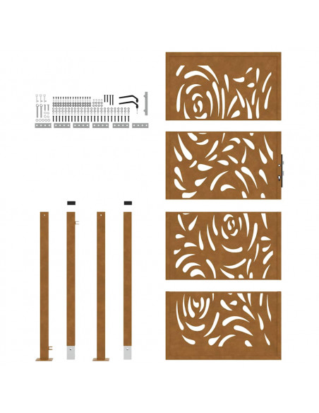 Cancello da Giardino 105x205 cm Acciaio Corten Design a Fiamma