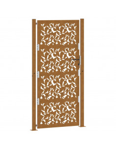 Cancello da Giardino 105x205 cm Acciaio Corten Design a Foglia
