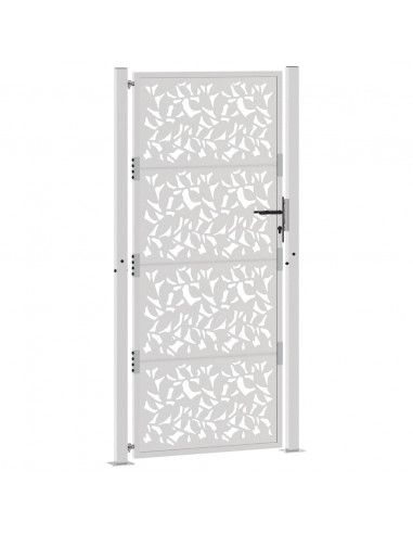 Cancello da Giardino 105x205 cm Acciaio Corten Design a Foglia