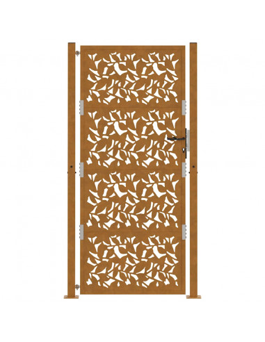 Cancello da Giardino 105x205 cm Acciaio Corten Design a Foglia