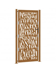 Cancello da Giardino 105x205 cm Acciaio Corten Design a Traccia