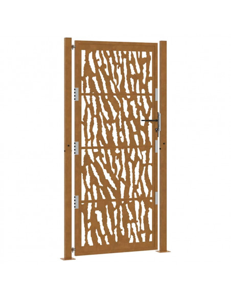 Cancello da Giardino 105x205 cm Acciaio Corten Design a Traccia
