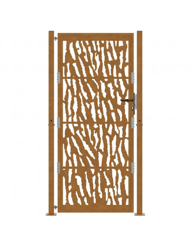 Cancello da Giardino 105x205 cm Acciaio Corten Design a Traccia