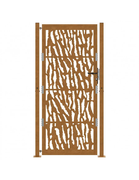 Cancello da Giardino 105x205 cm Acciaio Corten Design a Traccia