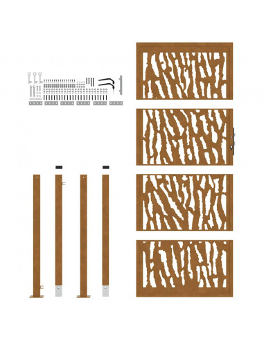 Cancello da Giardino 105x205 cm Acciaio Corten Design a Traccia