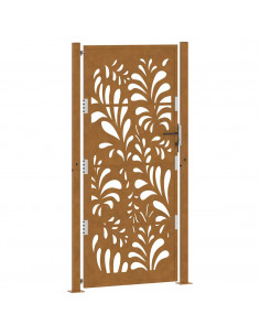 Cancello da Giardino 105x205 cm Acciaio Corten Design Ondulato