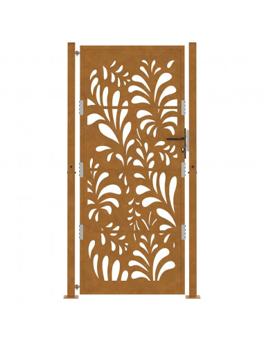 Cancello da Giardino 105x205 cm Acciaio Corten Design Ondulato