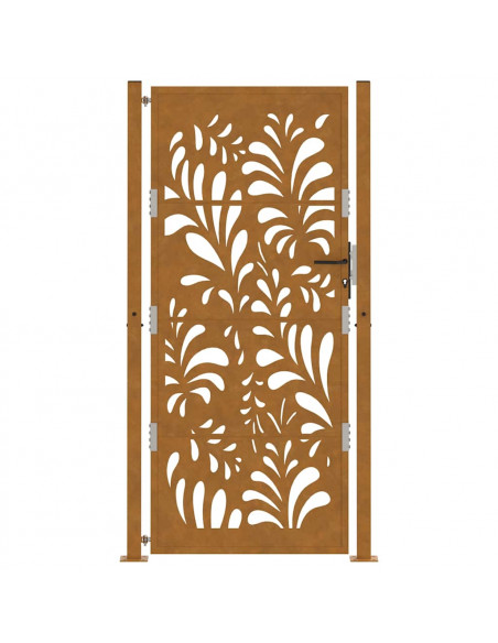 Cancello da Giardino 105x205 cm Acciaio Corten Design Ondulato