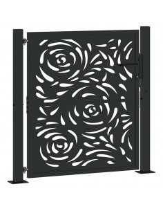 Cancello Giardino Nero 105x105 cm in Acciaio Design a Fiamma