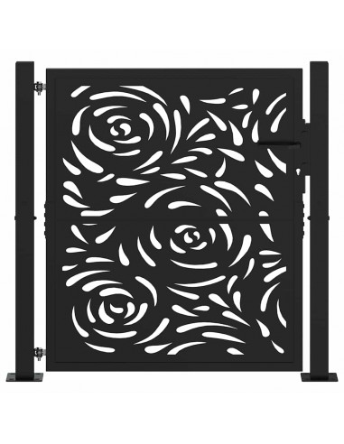 Cancello Giardino Nero 105x105 cm in Acciaio Design a Fiamma