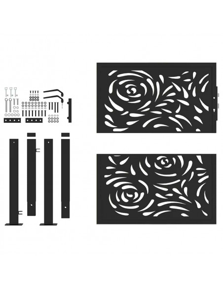 Cancello Giardino Nero 105x105 cm in Acciaio Design a Fiamma