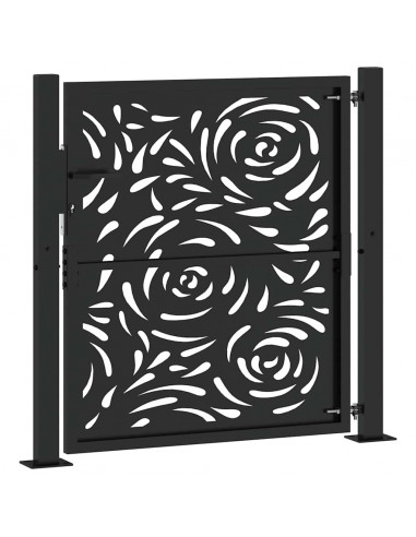 Cancello Giardino Nero 105x105 cm in Acciaio Design a Fiamma