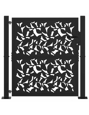 Cancello Giardino Nero 105x105 cm in Acciaio Design a Foglia