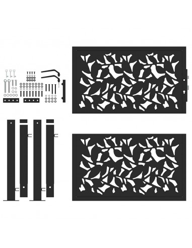 Cancello Giardino Nero 105x105 cm in Acciaio Design a Foglia