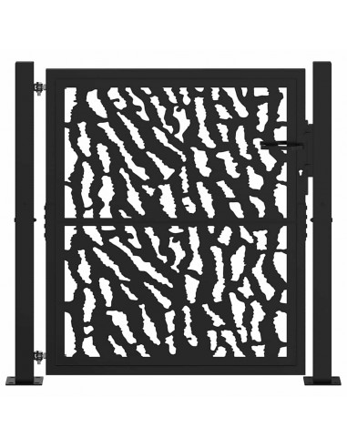 Cancello Giardino Nero 105x105 cm in Acciaio Design a Traccia