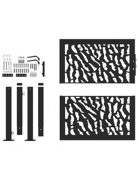 Cancello Giardino Nero 105x105 cm in Acciaio Design a Traccia