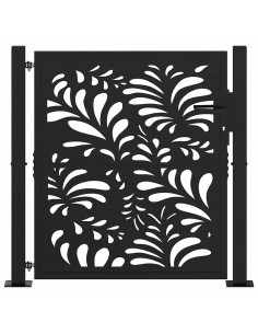 Cancello da giardino nero 100x100 cm in acciaio design ondulato 2
