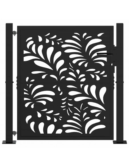 Cancello da giardino nero 100x100 cm in acciaio design ondulato