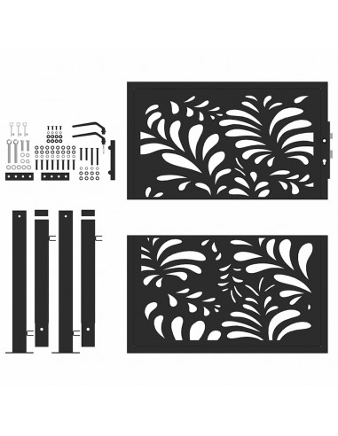 Cancello da giardino nero 100x100 cm in acciaio design ondulato