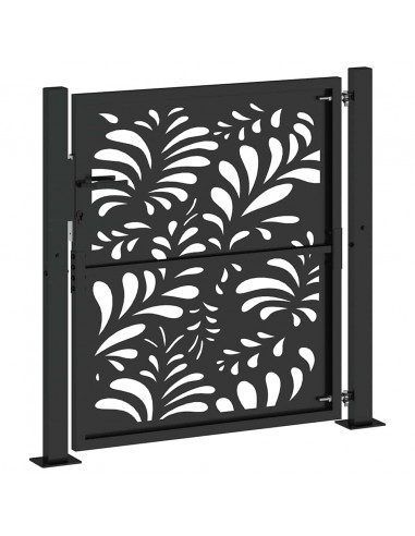 Cancello da giardino nero 100x100 cm in acciaio design ondulato