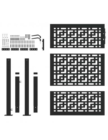Cancello Giardino Nero 105x130 cm in Acciaio Design a Croce