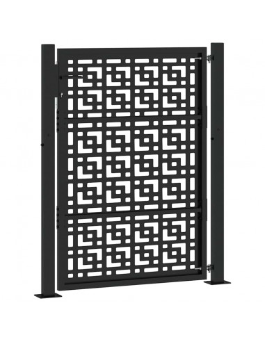 Cancello Giardino Nero 105x130 cm in Acciaio Design a Croce