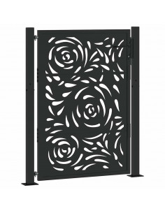 Cancello Giardino Nero 105x130 cm in Acciaio Design a Fiamma