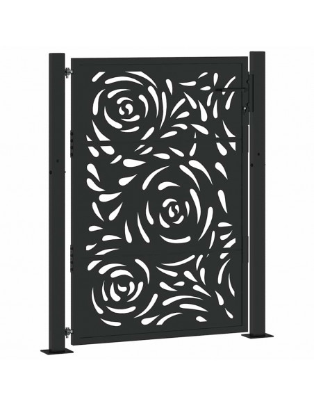 Cancello Giardino Nero 105x130 cm in Acciaio Design a Fiamma