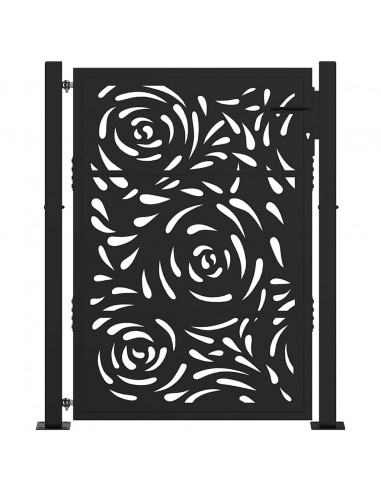 Cancello Giardino Nero 105x130 cm in Acciaio Design a Fiamma
