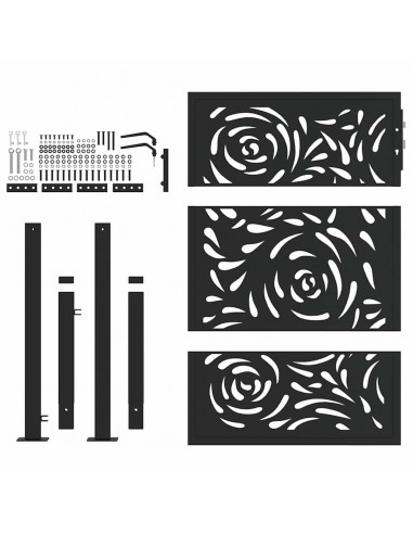 Cancello Giardino Nero 105x130 cm in Acciaio Design a Fiamma