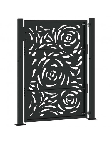 Cancello Giardino Nero 105x130 cm in Acciaio Design a Fiamma