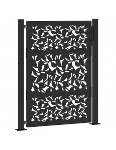 Cancello Giardino Nero 105x130 cm in Acciaio Design a Foglia