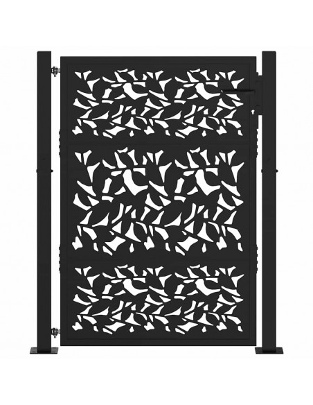 Cancello Giardino Nero 105x130 cm in Acciaio Design a Foglia