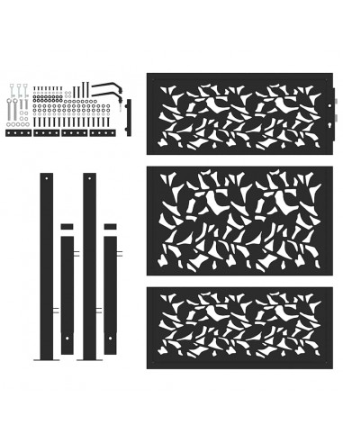 Cancello Giardino Nero 105x130 cm in Acciaio Design a Foglia