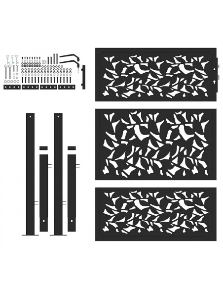 Cancello Giardino Nero 105x130 cm in Acciaio Design a Foglia