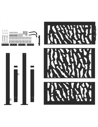 Cancello Giardino Nero 105x130 cm in Acciaio Design a Traccia