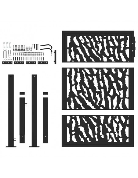 Cancello Giardino Nero 105x130 cm in Acciaio Design a Traccia