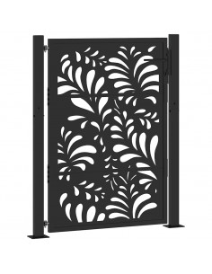 Cancello Giardino Nero 105x130 cm in Acciaio Design Ondulato